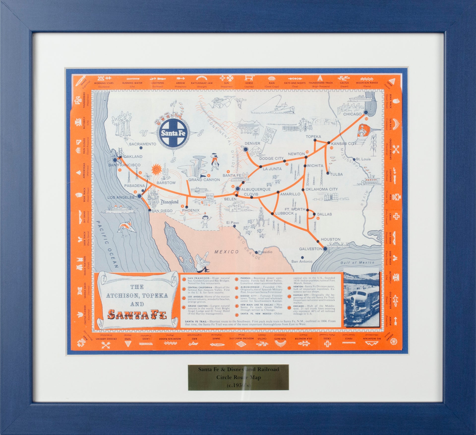 Sante Fe & Disneyland Railroad Circle Route Map c.1950s